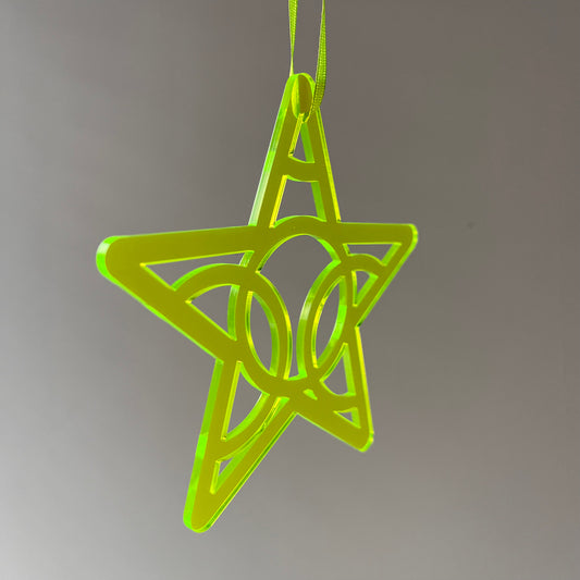 Kerstornament Ster Neon Geel (3 stuks)